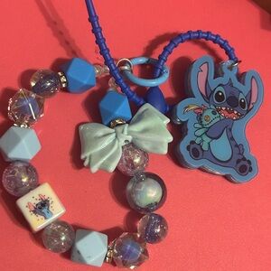 STITCH Cell Phone Lanyard or Keychain Pitse Charm NEW